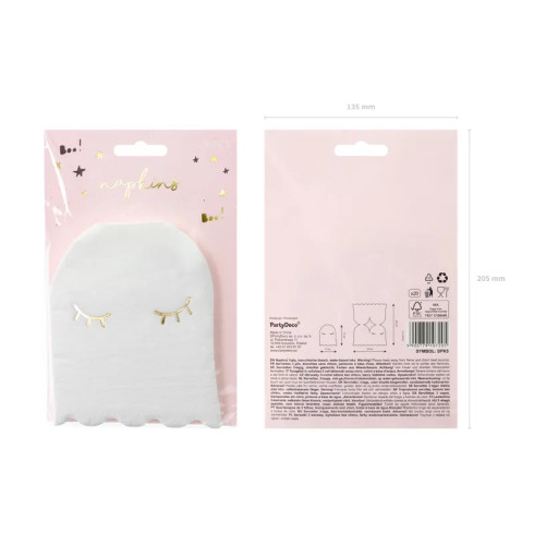 Papirnati prtički Duh, beli z zlato potiskom, 11 x 14 cm, 20 kosov